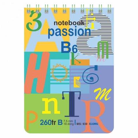  Vở Sổ lò xo B6 260 trang Klong939 (60Q/ thùng) sản phẩm chính hãng 