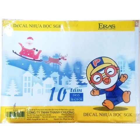  Bọc sách vở decal nhựa Eras E455 (10 chiếc/tập) 38x28 cm sản phẩm chính hãng 