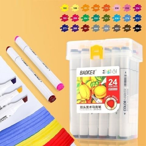  Hộp Bút Dạ màu Marker 2 đầu ngòi 1mm và 6mm Baoke MP2933 - 12/24/36/48/60 màu sản phẩm chính hãng 