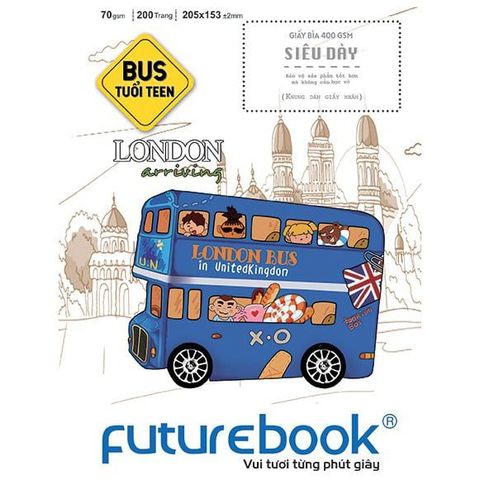  Vở ô ly ĐL70gsm Bus tuổi teen FutureBook 200 trang sản phẩm chính hãng(Giao bìa màu ngẫu nhiên ạ) 