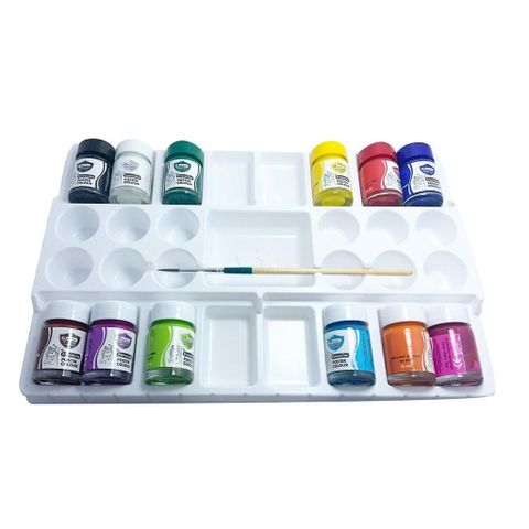  Bộ màu nước Poster Colour MasterArt (tặng kèm cọ vẽ, khay pha mực) - 6 màu Sản phẩm chính hãng 