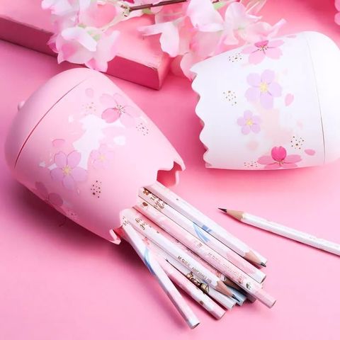  Cốc cắm bút hoa anh đào M&G ABT98497 / Khay cắm bút họa tiết hoa anh đào cute sản phẩm chính hãng 
