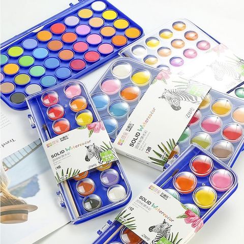  Khay màu vẽ nước dạng nén khô kèm cọ vẽ RUI No.65012 màu - 16 màu - 28 màu - 36 màu sản phẩm chính hãng 