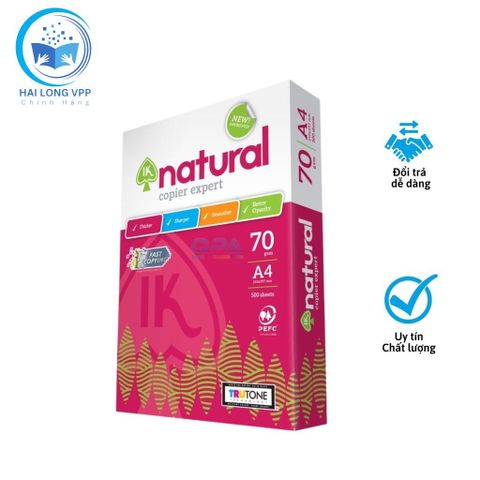  RAM Giấy IK Natural - A4 ĐL70gsm (5 reams/thùng) (Hàng chính hãng) (Ram) 