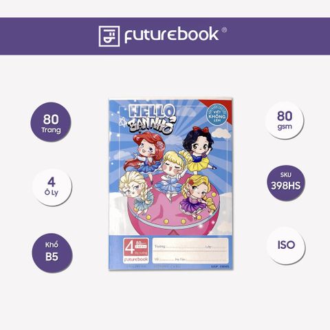  Vở ô ly ĐL80gsm Hello Bạn nhỏ FutureBook 80 trang 398HS sản phẩm chính hãng(Giao bìa màu ngẫu nhiên ạ) 