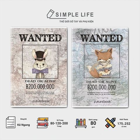  Vở Kẻ Ngang ĐL80gsm Future Book Wanted 120 trang DK-363 sản phẩm chính hãng(Giao bìa màu ngẫu nhiên ạ) 