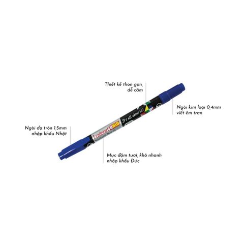 Bút dạ kính 2 đầu Leaderart 108 Sản phẩm chính hãng Xanh/Đen/ Đỏ (Chiếc) 