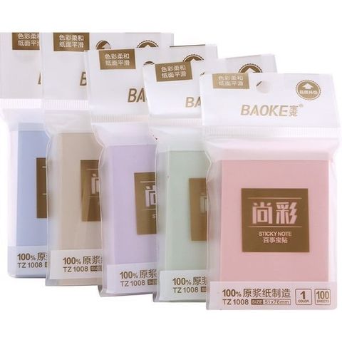  Giấy nhớ màu Baoke BKTZ1008 3x2 inch (51x76mm) giao màu ngẫu nhiên 