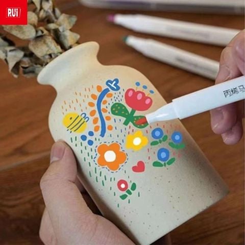  Hộp bút dạ quang marker Acrylic Rui No.6705 12/24 màu sản phẩm chính hãng 