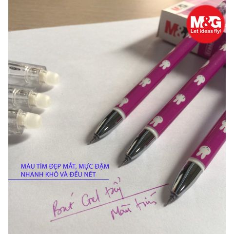  Bút bi tẩy mực tím đậm, màu mực đậm, nhanh khô, sáng màu và xóa sạch sẽ hàng chính hãng M&G 