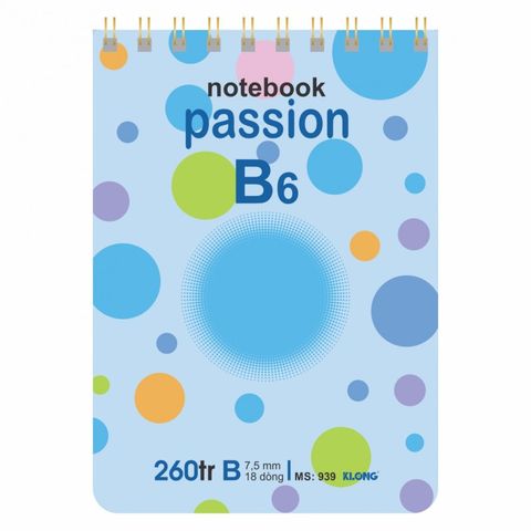  Vở Sổ lò xo B6 260 trang Klong939 (60Q/ thùng) sản phẩm chính hãng 