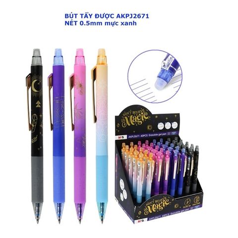  Bút bi tẩy bấm AKPJ267nét 0.5 hàng M&G chất lượng mực đậm xóa sạch viết êm (giao màu ngẫu nhiên ạ) 