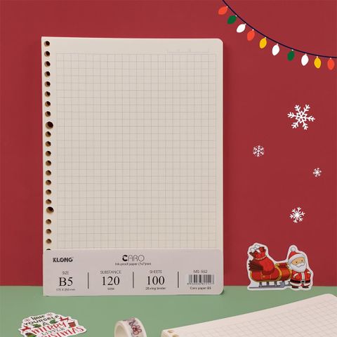  Ruột sổ còng B5 Caro 7x7mm 100 tờ refill sổ còng dày 120gsm Klong MS552 - 26 chấu lỗ sản phẩm chính hãng 