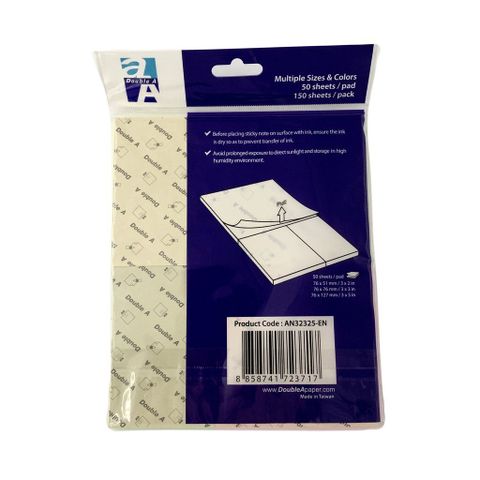  Giấy nhớ 3 size màu dịu Double A sản phẩm chính hãng (50 tờ/tập) 