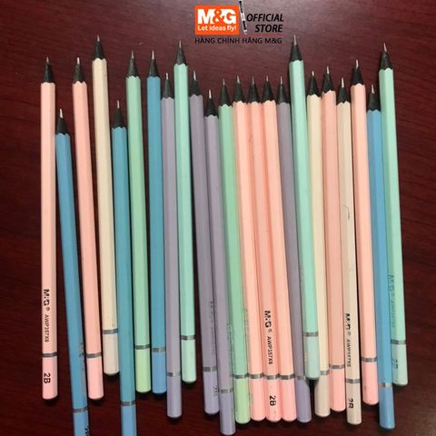  Chì gỗ 2B thân nhiều màu gọt sẵn gỗ đen AWP357X6 (12/288/3456) 