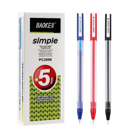  Bút Gel 0.5mm Baoke PC2698 Xanh/Đen/Đỏ/Tím (12 Cây/Hộp) 