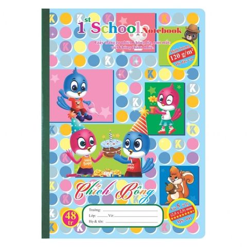  Quyển Vở ô ly 48 trang Chích bông ĐL 120 Klong04sản phẩm chính hãng (Giao màu ngẫu nhiên ạ) 
