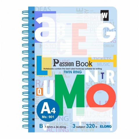  Vở Sổ lò xo kép bìa nhựa Passion 320 trang A4 ĐL 70 sản phẩm chính hãng (giao màu ngẫu nhiên) 