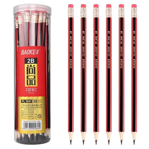  Bút chì gỗ 2B thân sọc đỏ đen Baoke PL169(30/360) 