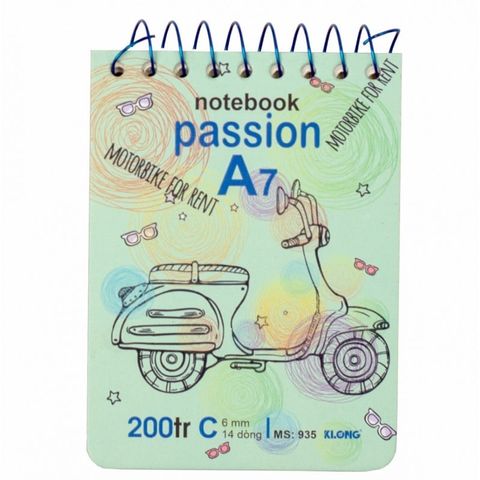  Vở Sổ lò xo A7 200 trang Klong935 (180Q/ thùng) sản phẩm chính hãng (Giao màu ngẫu nhiên ạ) 