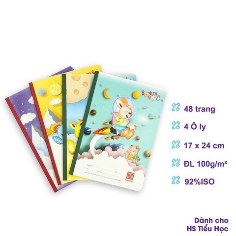  Vở ô ly Hồng Hà Bạn nhỏ Plus - 48 trang sản phẩm chính hãng (Giao màu ngẫu nhiên) (Quyển) 