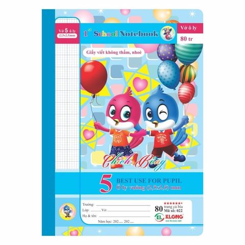 Quyển Vở ô ly 80 trang ĐL 100 Klong022 sản phẩm chính hãng (Giao màu ngẫu nhiên ạ) 