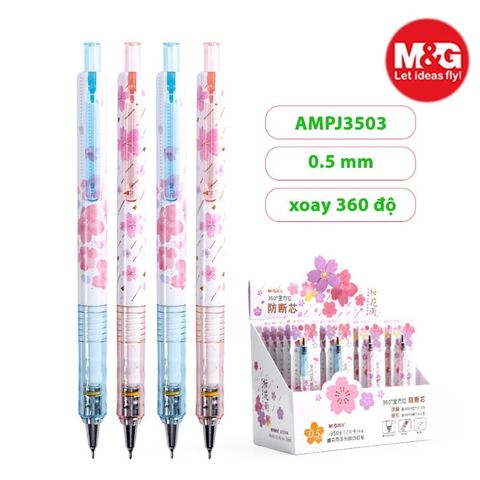  Bút chì kim tự động xoay 360 độ AMPJ3503 ngòi 0.5 mm HB hình hoa anh đào (Giao màu ngẫu nhiên ạ) 