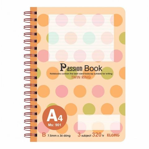  Vở Sổ lò xo kép bìa nhựa Passion 320 trang A4 ĐL 70 sản phẩm chính hãng (giao màu ngẫu nhiên) 