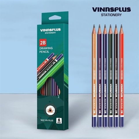  Bút chì gỗ VINAPLUS - 2B/4B/6B 2212 (6 chiếc/Hộp) sản phẩm chính hãng 