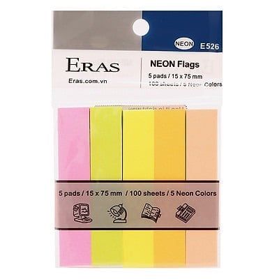  Tập Giấy nhớ 5 màu Eras E526 sản phẩm chính hãng (Tập) 15x75mm 100 tờ 