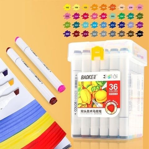  Hộp Bút Dạ màu Marker 2 đầu ngòi 1mm và 6mm Baoke MP2933 - 12/24/36/48/60 màu sản phẩm chính hãng 