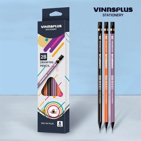  Bút chì gỗ VINAPLUS - 2B/4B/6B 2212 (6 chiếc/Hộp) sản phẩm chính hãng 