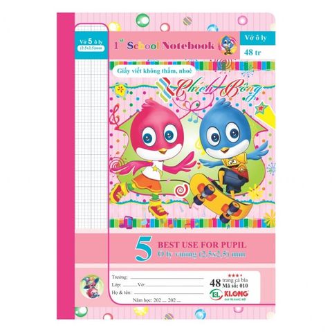  Quyển Vở 4 ô ly 48 trang ĐL 70 Klong010  sản phẩm chính hãng (Giao màu ngẫu nhiên ạ) 