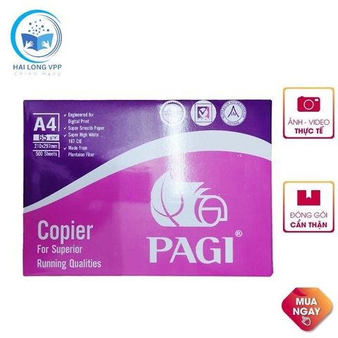  RAM Giấy Pagi - A4 ĐL70gsm (5reams/bó) Hàng chính hãng (Ream) 