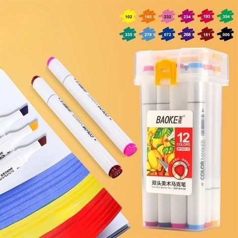  Hộp Bút Dạ màu Marker 2 đầu ngòi 1mm và 6mm Baoke MP2933 - 12/24/36/48/60 màu sản phẩm chính hãng 