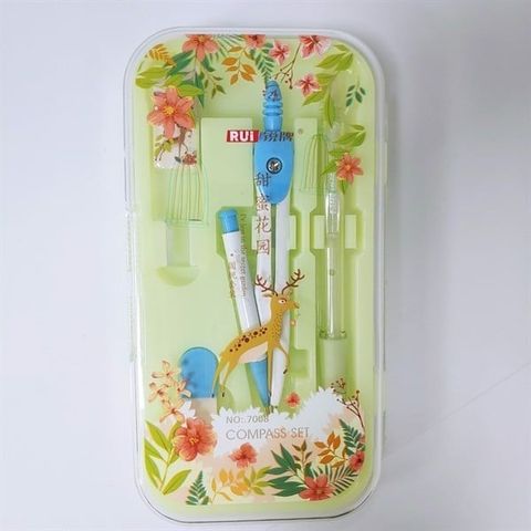  Bộ dụng cụ học sinh 8 chi tiết Hộp nhựa Secret Garden Baoke và Compa kim loại 7010 sản phẩm chính hãng 