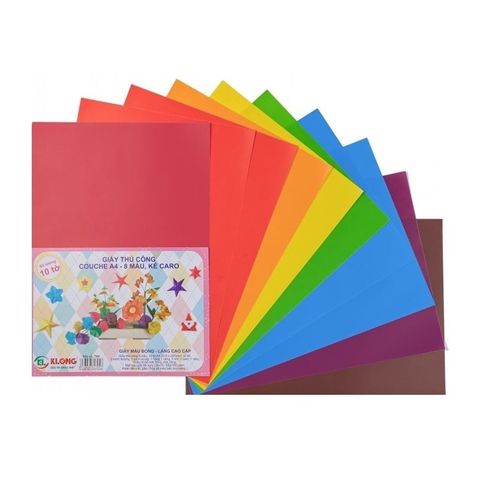  Giấy thủ công 8 màu khổ A4 Klong705 (10 tờ/ tập 400 tập/ thùng) sản phẩm chính hãng 