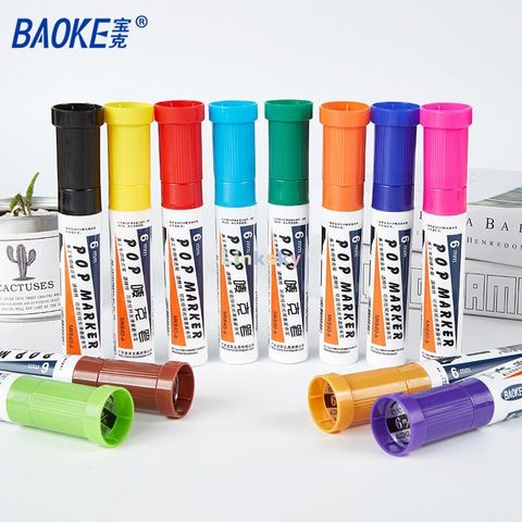  Bút dạ 12 màu POP Marker Baoke MK860-6 6mm - Có mực thay thế - Thay được đầu ngòi sản phẩm chính hãng 
