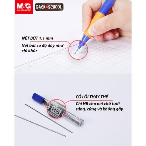  Vỉ bút chì kèm ruột 1.1mm M&G HAMP0688 (Giao màu ngẫu nhiên ạ) sản phẩm chính hãng 