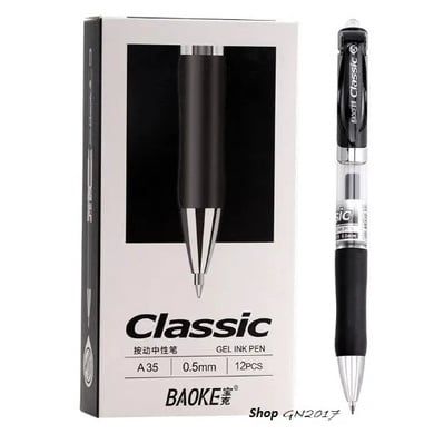  Bút gel 0.5mm Baoke A35 mực xanh/mực đen/mực đỏ/mực tím và Ruột bút thay thế Baoke PS2600 (12 Cây/Hộp) 