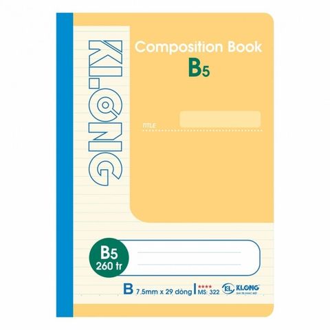  Vở Sổ may B5 260 trang Klong322 (50Q/ thùng) sản phẩm chính hãng (Giao màu ngẫu nhiên ạ) 