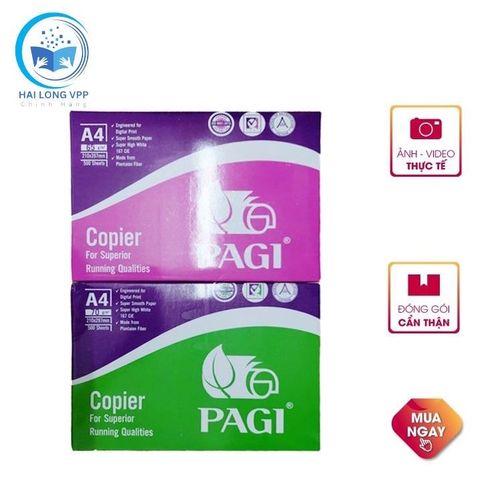  RAM Giấy Pagi - A4 ĐL70gsm (5reams/bó) Hàng chính hãng (Ream) 