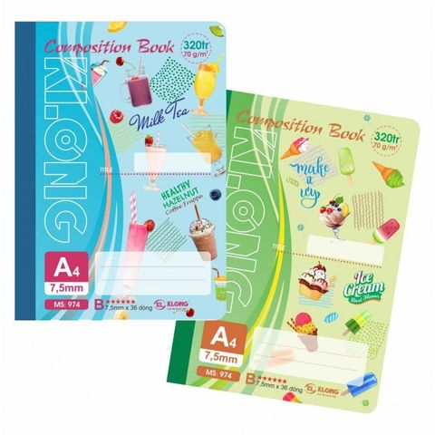  Vở Sổ may A4 kẻ lề 320 trang ĐL 70 Klong974 (30Q/ thùng) sản phẩm chính hãng (Giao màu ngẫu nhiên ạ) 