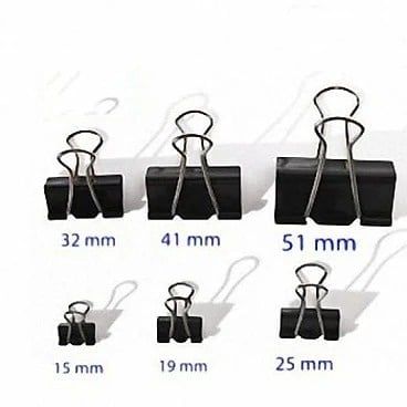 Kẹp Bướm/Kẹp Giấy màu đen Double A các cỡ 19/25/32/41mm Hộp gồm 12 kẹp, có bán sỉ lô gồm 12 Hộp 