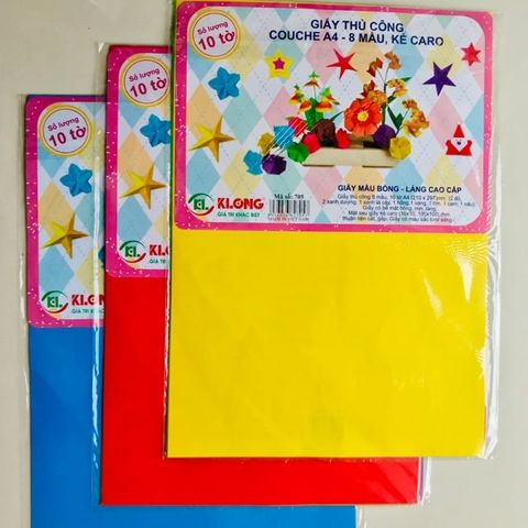  Giấy thủ công 8 màu khổ A4 Klong705 (10 tờ/ tập 400 tập/ thùng) sản phẩm chính hãng 