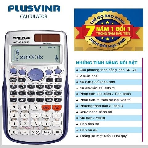  Máy tính khoa học VINAPLUS - FX-570ES PLUS sản phẩm chính hãng 