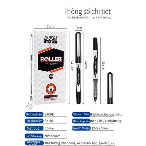  Bút ký mực nước Roller Pen Baoke BK110 ngòi 0.5mm đầu ngòi chóp sản phẩm chính hãng 