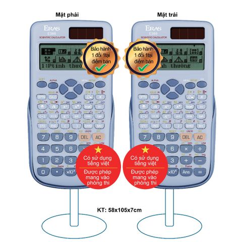  Máy tính khoa học Eras E388 có tiếng Việt (Hàng Chính Hãng) Đen 
