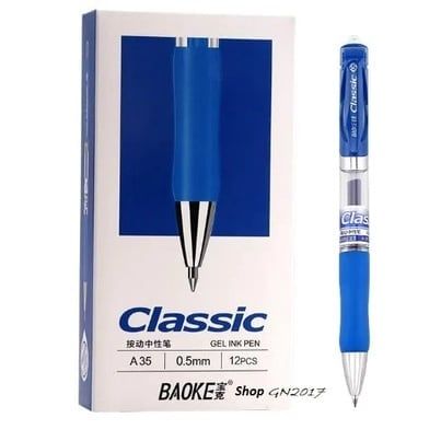  Bút gel 0.5mm Baoke A35 mực xanh/mực đen/mực đỏ/mực tím và Ruột bút thay thế Baoke PS2600 (12 Cây/Hộp) 