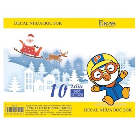  Bọc sách vở decal nhựa Eras E455 (10 chiếc/tập) 38x28 cm sản phẩm chính hãng 